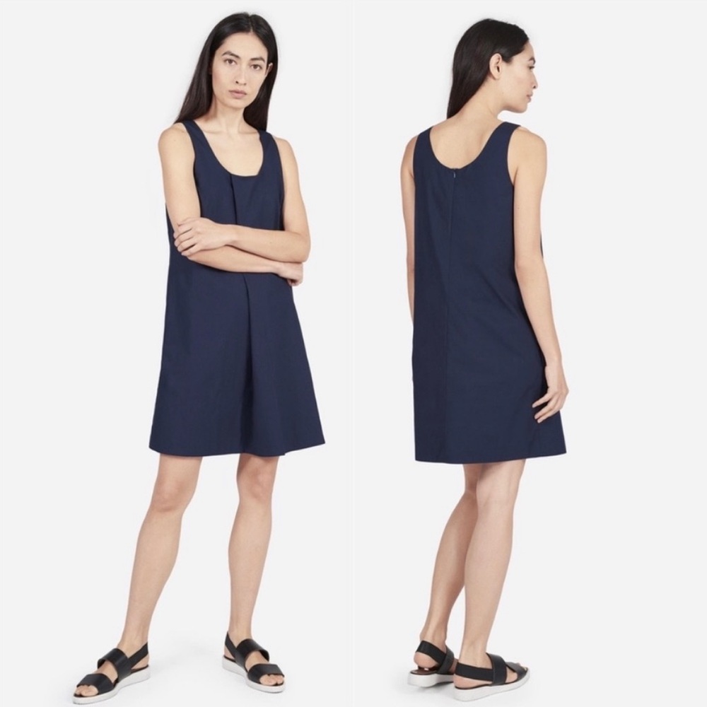 Everlane Summer dress women's navy blue Pocket  sleeveless zipper dress size 10